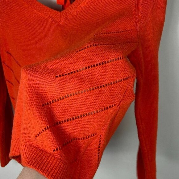Anthropologie Moth‎ Cashmere V-Neck Ribbon Tie Back Pullover Knit Sweater XS Pet - Picture 6 of 10